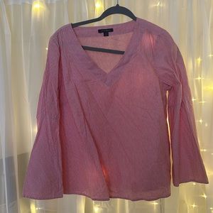 Red and white bell sleeve top